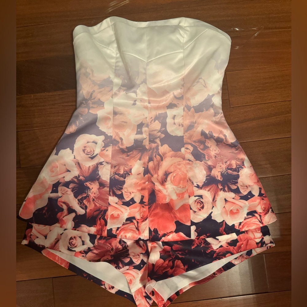 Floral satin romper